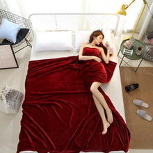 Load image into Gallery viewer, Home Textile Soft Solid Blanket Fleece Flannel Blanket Adult Sofa Bedding Manta Red Green Blue Flannel Throw Blankets for Beds