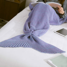 Load image into Gallery viewer, 3 Sizes Mermaid Tail Blanket Yarn Knitted Handmade Crochet Mermaid Blanket Kids Throw Bed Wrap Super Soft Sleeping Bed